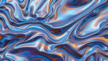 Abstract background with metallic blue and orange fluid texture creates modern graphic for ux and ui design with vibrant emotional expression