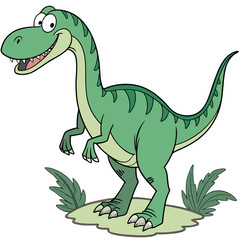 a cartoon dinosaur standing on a rock
