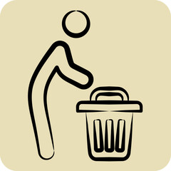Icon Throw Away. related to Waste symbol. hand drawn style. design editable