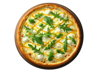 Delicious gourmet pizza with mozzarella and arugula isolated on black background isolated on white background isolated on transparent background