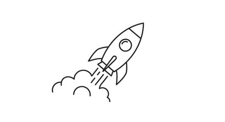 Dynamic rocket launching upward with trailing smoke, symbolizing progress, innovation, and reaching new heights for ambitious ventures
