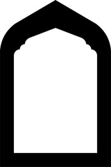 Traditional Islamic Arch Mosque Entrance with Door and Window Frame