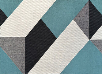 Abstract geometric diagonal hexagonal and triangular pattern. In cyan, blue, black, and white colors. Suitable for wallpaper, graphic background. Seamless background texture.