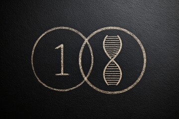 Chalk-drawn circles with numbers and DNA