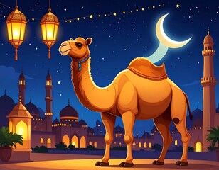 Camel and Mosques at Night