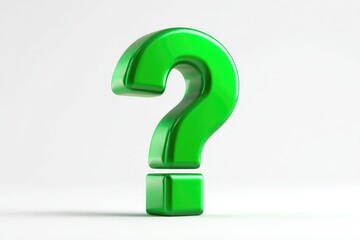 Bright green question mark on white background