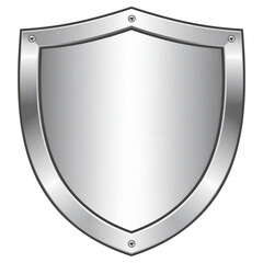 A 3D shiny silver heraldic shield emblem on a white background symbolizing security and protection
