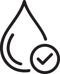 Fototapeta premium Clean water drop icon with a checkmark symbol inside a circle