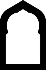 Traditional Islamic Arch Mosque Entrance with Door and Window Frame