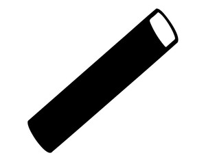 Single black tube on a white background illustrating basic geometry