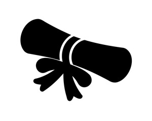 Graduation scroll illustration featuring a ribbon bow on a white background