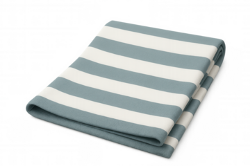 Soft, folded fabric with blue and white stripes, presented on a transparent background, ideal for textile and design projects
