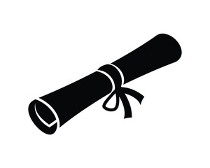 Formal Achievement Depiction of a Rolled Document Symbol with Ribbon Detail