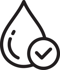 Clean water drop with a checkmark indicating approval or quality