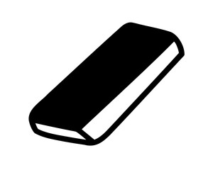 Simple Black and White Illustration of a Rectangular Eraser for School