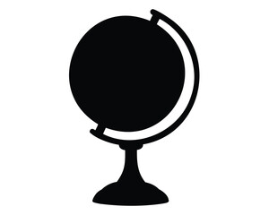 Silhouette of a World Globe on Stand Representing Geography and Knowledge