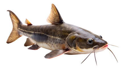 Fototapeta premium Mystus Nemurus Fish Close Up Portrait on Transparent Background close up portrait fish