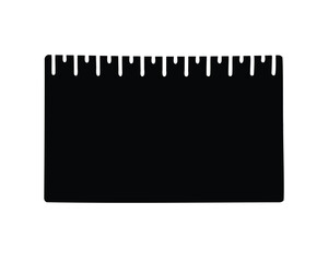Black rectangle with segmented upper edge resembling a notched or ripped piece