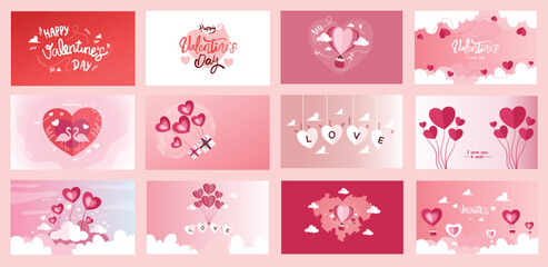 Pink romantic valentine backgrounds with heart decorations for love and celebration themed designs