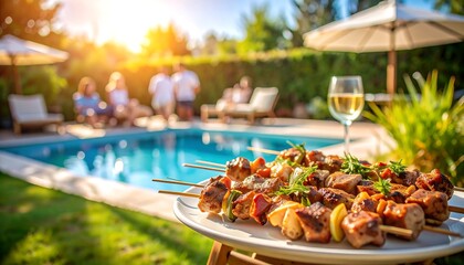Outdoor poolside BBQ