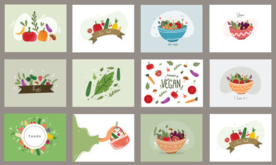 Healthy Vegan Bowl Illustration Bundle