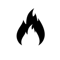 Simple Flame Icon in Black Silhouette Style ( original illustration, not AI Generated ).