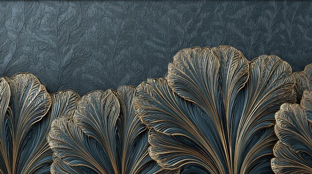 Dark Gray Background With Golden Leaf Design