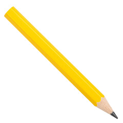 A single yellow wooden pencil with a rubber eraser on the end is isolated on a white background, a sharp tool for drawing and writing