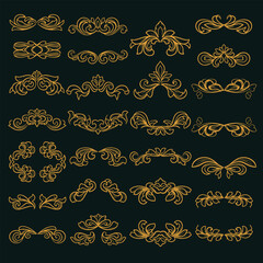 Regal Golden Borders and Elements Vector Collection