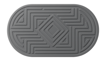 Oval-shaped bath mat with raised patterns for a contemporary bathroom look.