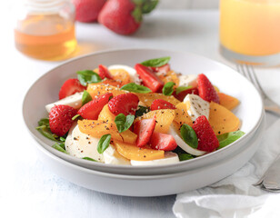 Mango Erdbeer Caprese mit Basilikum