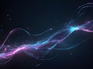 Fototapeta premium Abstract Neon Light Streaks on Dark Background - Futuristic Wave Design