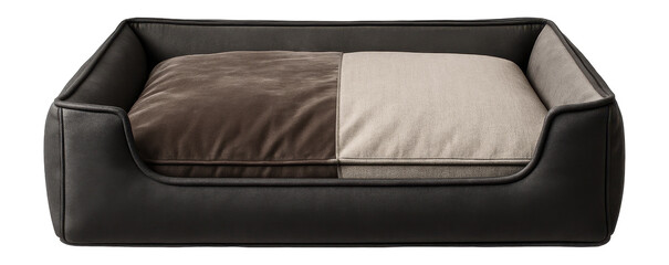 Fototapeta premium Rectangular dog bed with a reversible cushion, designed for versatile use in a living room.