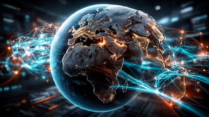 Hand holding a globe with network connecting data. Symbolic of digital technology, knowledge management systems facilitate the organization, sharing, and analysis of information.