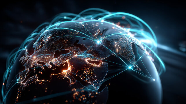 Hand holding a globe with network connecting data. Symbolic of digital technology, knowledge management systems facilitate the organization, sharing, and analysis of information.