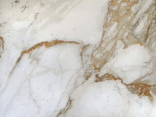 Close up of golden white carrara marble. Mineral white marble with golden brown veins. Seamless background texture.