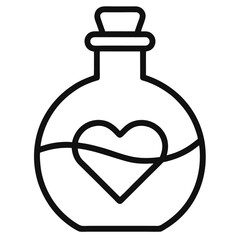 Love Potion Icon – Line Art Vector on White Background