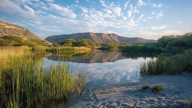 hueco lagoon lambayeque peruvian landscape video timelapse