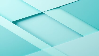 Abstract geometric shapes in calming aqua offer a soothing and modern backdrop with minimalist overlapping forms and shadow play