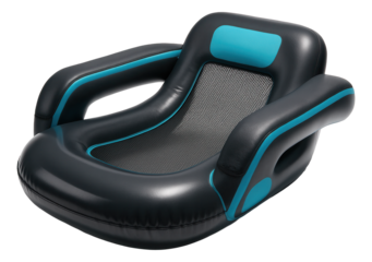 Inflatable lounge chair with armrests and mesh seat for water relaxation