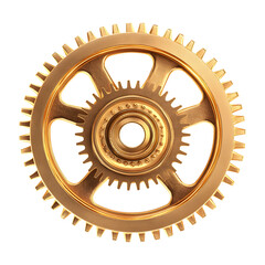 Golden pinion gear machinery engineering isolated on transparent background