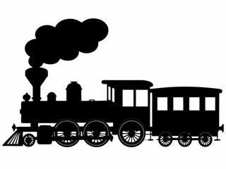 steaming train silhouette side view