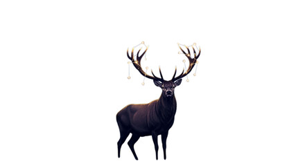 Obraz premium Photo of majestic deer with large antlers isolated on transparent background stands tall