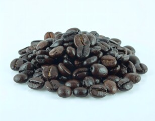 Fototapeta premium Quality Dark Roasted Coffee Beans Piled in a Mound, Showcasing Rich Texture and Color