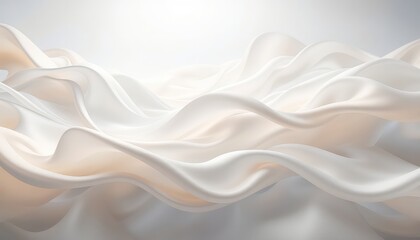 Fototapeta premium Elegantly draped ivory fabric cascades in soft folds, creating a luxurious and smooth texture illuminated by a gentle, diffused light source