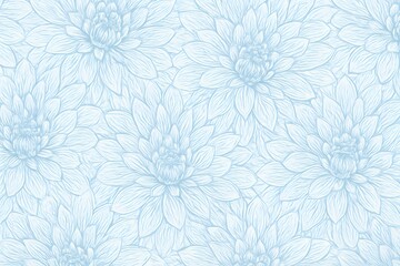 Fototapeta premium Soft pastel watercolor floral pattern with delicate light blue and white chrysanthemum blossoms creating a serene and airy seamless background texture