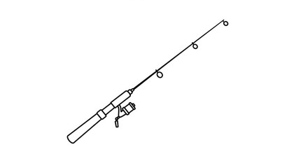 Iconic fishing rod and reel design captures the essence of outdoor adventure and angling pursuits, perfect for sporting goods or hobby content.