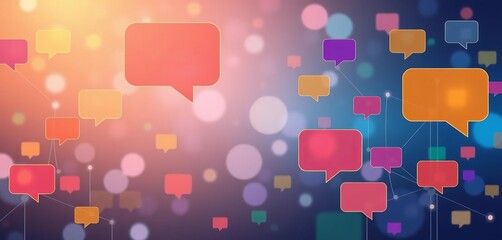 Abstract modern communication background with colorful speech bubbles, gradient, network effect,  backdrop,  speech