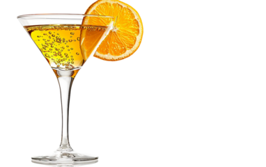 Refreshing Drink Served in a Glass with an Orange Slice on the Rim Isolated on Transparent Background