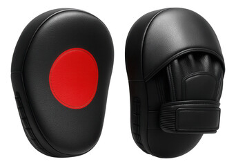 Curved focus mitts with synthetic leather surface for boxing training